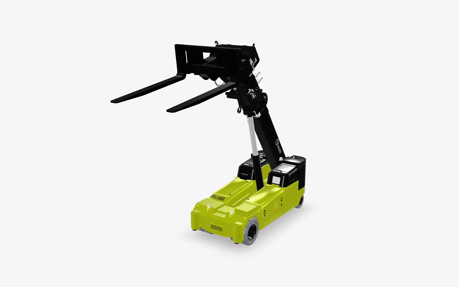 Model 3D żurawia Galizia GF180 w konfiguracji z widłami 12 t